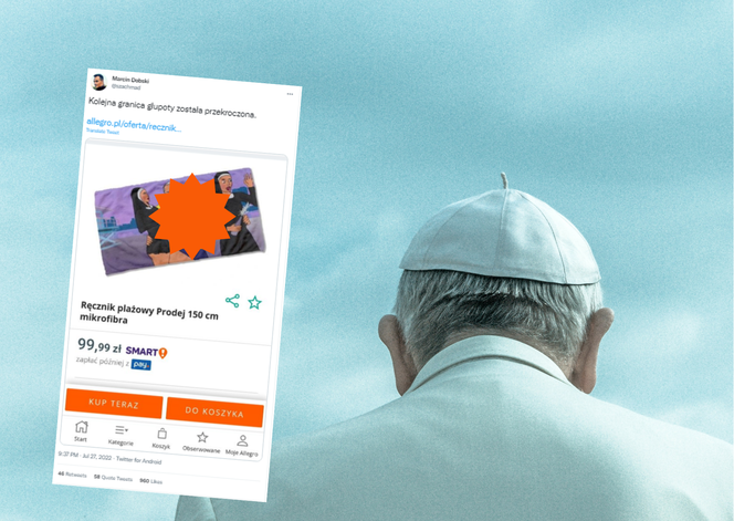 Ręcznik z papieżem wywołał burzę w sieci. Jedni się śmieją, drudzy zgłaszają naruszenie