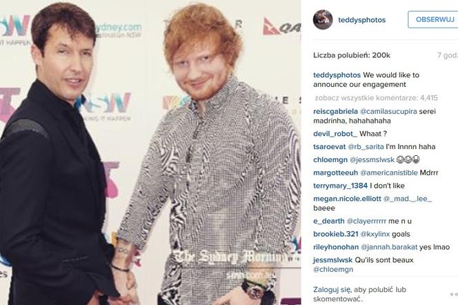 Ed Sheeran i James Blunt zaręczyli się?