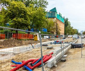 Budowa tramwaju na Rakowieckiej w Warszawie