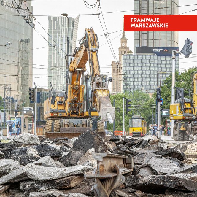 Tramwajowy remont pl. Zawiszy w Warszawie