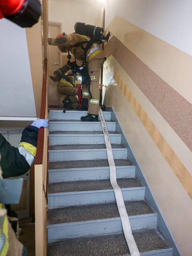 Pożar w wieżowcu na terenie Torunia. 7 zastępów straży w akcji