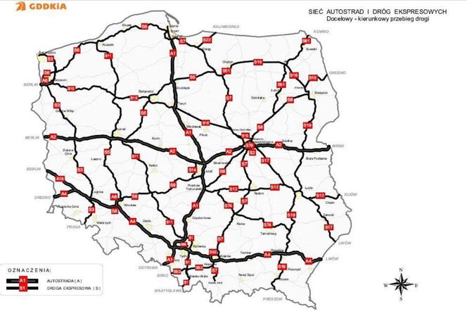 Mapa autostrad i dróg ekspresowych
