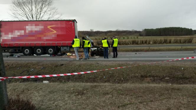 DK 8. Poświętne. Mercedes zderzył się czołowo z ciężarówką [ZDJĘCIA]