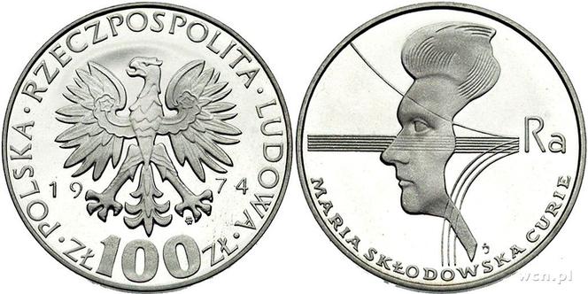 100 zł Maria Skłodowska-Curie, lata 70.