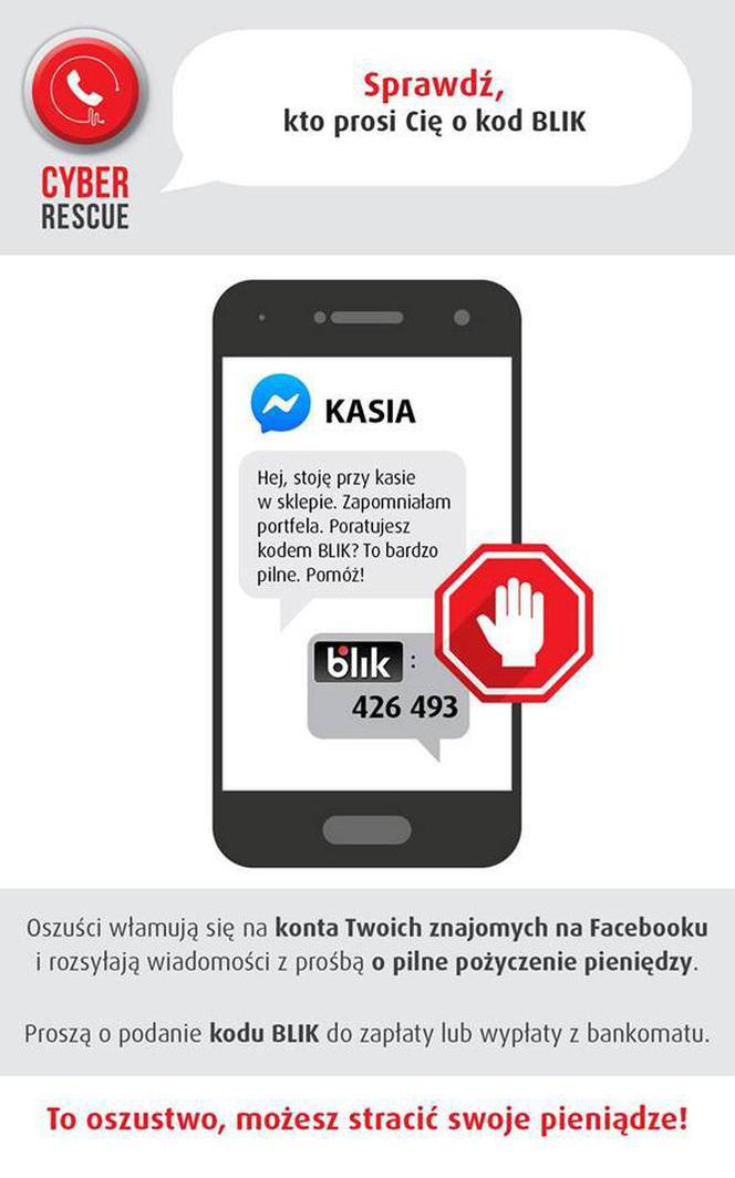 Uwaga na oszustów wyłudzających pieniądze na BLIKa