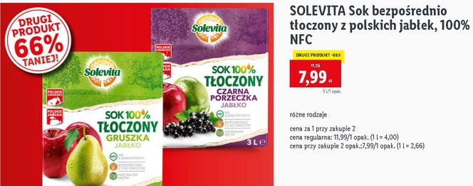 Sok tłoczony z polskich jabłek Solevita 7,99 zl/3 l