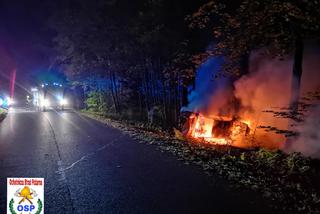 Pożar samochodu na trasie Złocieniec - Siecino.