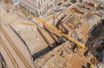 Budowa tunelu kolejowego i przystanku Śródmieście w Łodzi (marzec 2025)