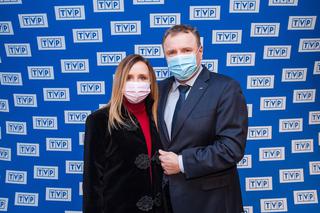 Jacek Kurski z żoną Joanną na premierze filmu „Marusarz. Tatrzański Orzeł”