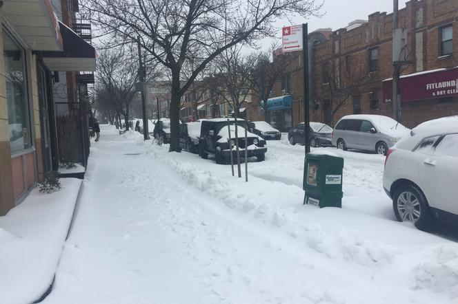 zima, śnieg, zasypana ulica
