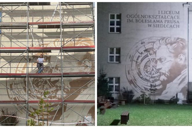 Mural można zobaczyć tylko od strony ulicy Sienkiewicza, na terenie zielonym I LO im. Bolesława Prusa w Siedlcach.