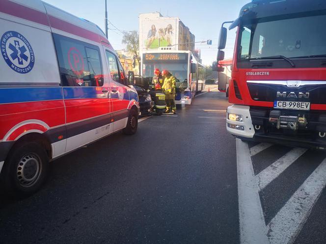 Wypadek na rondzie Jagiellonów w Bydgoszczy