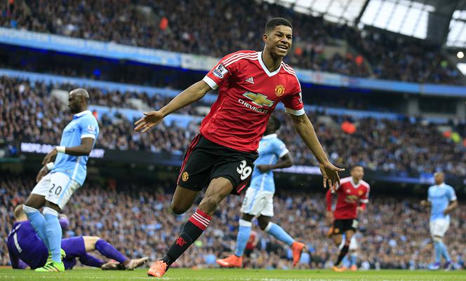 Piłkarze Manchesteru City i Manchesteru United