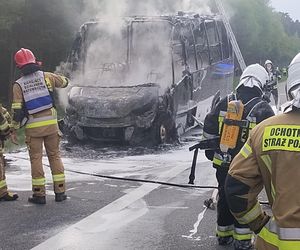 Autobus spłonął na A4. Dantejskie sceny na Opolszczyźnie
