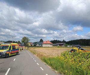 Wypadek w Adamowie. Ranną zabrał śmigłowiec LPR