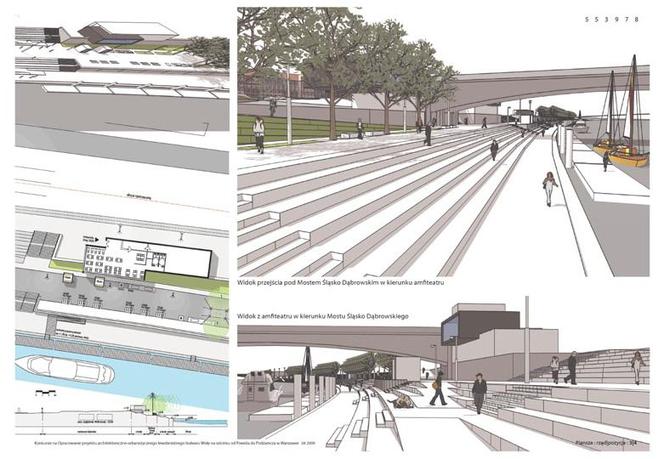 Projekt w konkursie na opracowanie koncepcji architektoniczno-urbanistycznej lewobrzeżnego bulwaru Wisły – II nagroda