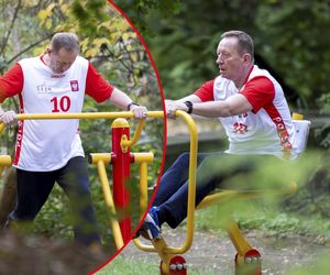 Poseł PiS wybrał się na siłownię pod chmurką. Trenuje przed walką w parlamencie [ZDJĘCIA]