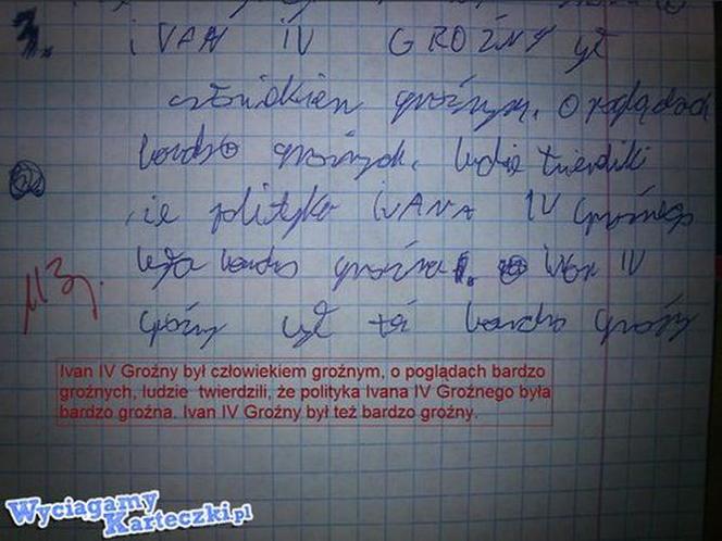 Najlepsze odpowiedzi z kartkówek i sprawdzianów