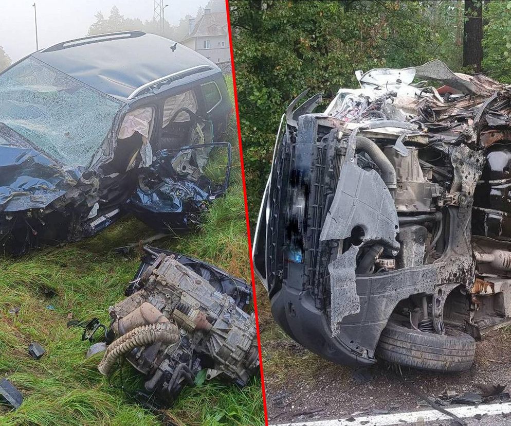 Trzy auta rozbite, jedna osoba w szpitalu! Droga krajowa zablokowana po wypadku