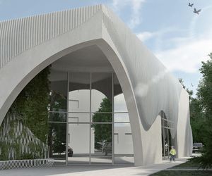 Projekt biblioteki w Bełżycach. Efekty zabaw z książką nałożone na modernistyczną bryłę