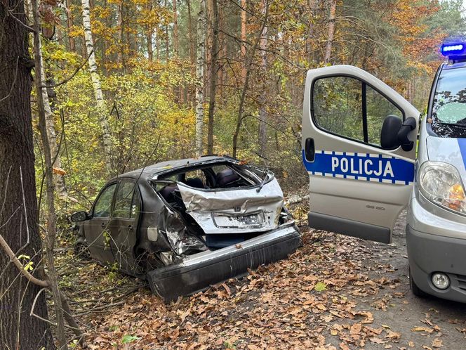 Czwórka młodych ludzi w aucie. 16-latek nie opanował samochodu i wylądował w rowie