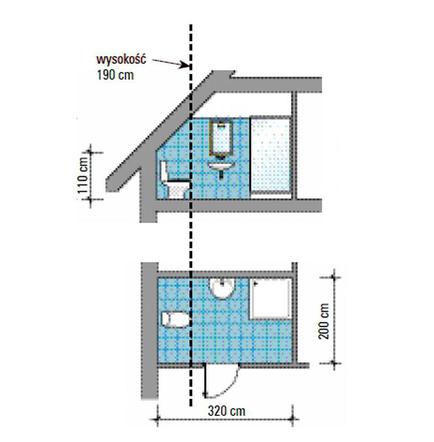 Łazienka na poddaszu - wc pod skosem
