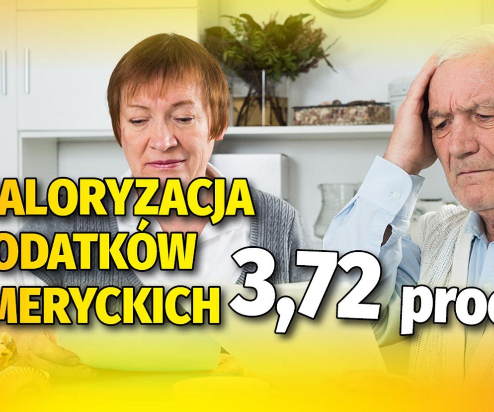 Starsza kobieta patrzy w dół, podczas gdy starszy mężczyzna, dotykający czoła, wydaje się zmartwiony niską waloryzacją dodatków emeryckich. Na grafice widnieje napis Waloryzacja dodatków emeryckich 3,72 proc.. O tej ważnej kwestii dla seniorów przeczytasz więcej na Super Biznes.