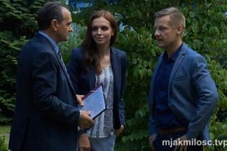 M jak miłość. Monika (Anna Wendzikowska), Górecki (Wojciech Wysocki), Piotrek Zduński (Marcin Mroczek)