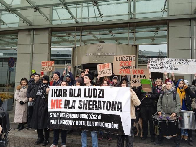 Protest przeciwko wysiedleniu uchodźców z Ukrainy i prywatyzacji Ikara