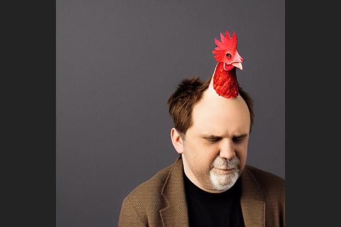 Człowiek z kurczakiem na głowie. Czego nie rozumiesz?
