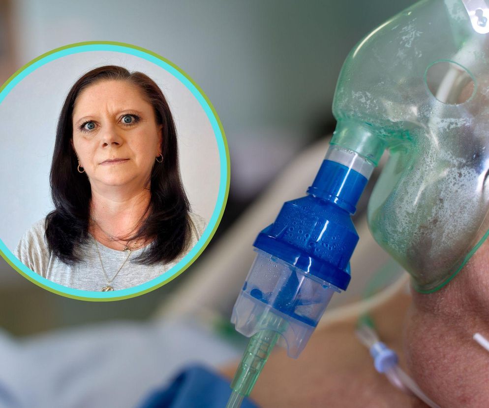 Pani Ewa Pląsek, wiceprezes Fundacji Urszuli Jaworskiej, ze smutkiem opowiada o walce z sepsą, której doświadczył jej mąż, podkreślając wagę świadomości i szybkiej reakcji na objawy, o czym przeczytasz więcej na Poradnik Zdrowie. Mężczyzna leży w szpitalnym łóżku pod maską tlenową, co odzwierciedla ciężką walkę z chorobą.