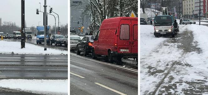 Bardzo trudne warunki na drogach: zajeżdżony śnieg, błoto pośniegowe