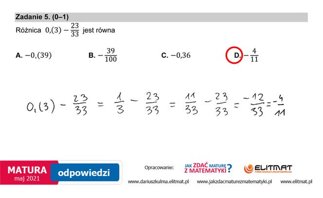 Matura 2021, matematyka poziom podstawowy. Odpowiedzi eksperta