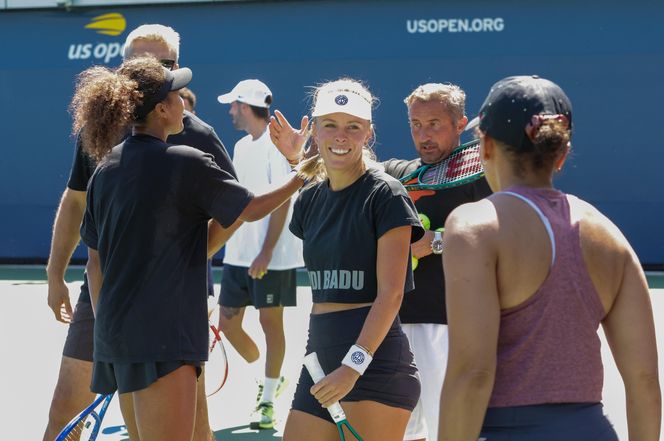 Magdalena Fręch, Naomi Osaka, trening przed US Open