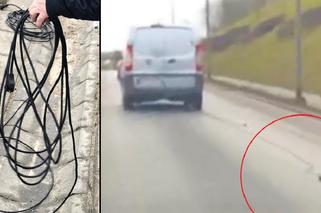 Gdańsk: Ciągnął za sobą 25-metrowy kabel. Chwila grozy na ruchliwej drodze