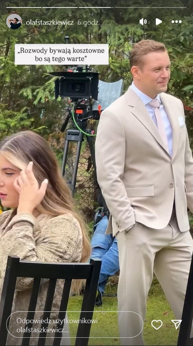 Barwy szczęścia. Hubert (Marek Molak), Agata (Natalia Zambrzycka) na planie