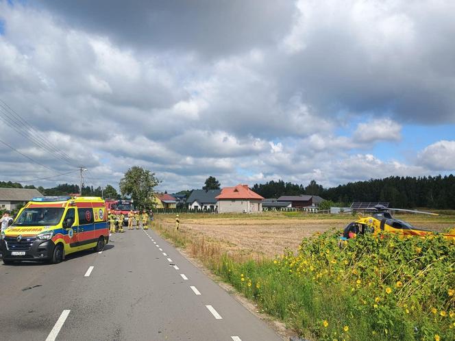 Wypadek w Adamowie. Ranną zabrał śmigłowiec LPR