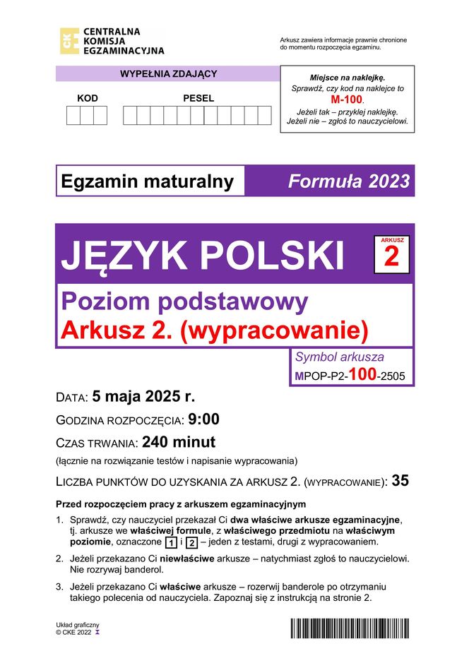 ARKUSZE CKE i ODPOWIEDZI DO ZADAŃ 