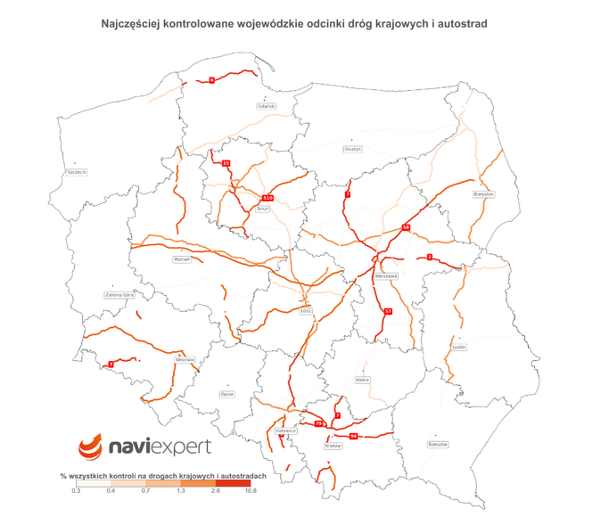 Najczęściej kontrolowane trasy