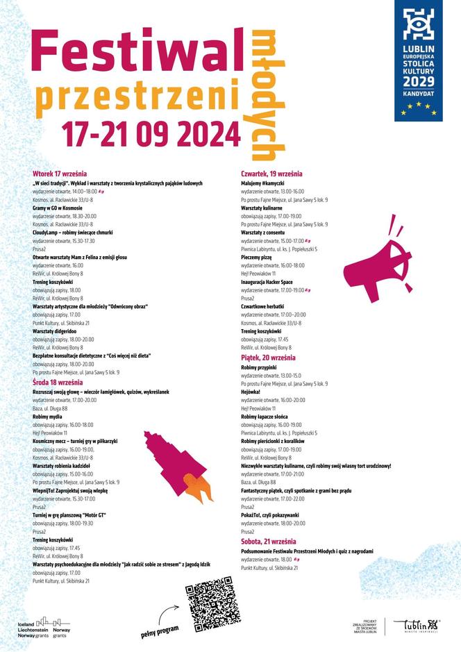 Festiwal Przestrzeni Młodych w Lublinie - plakat z programem