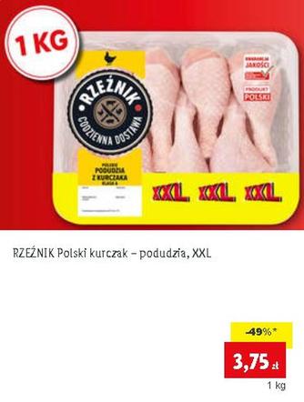 RZEŹNIK Polski kurczak – podudzia, XXL - 3,75 zł/1 kg