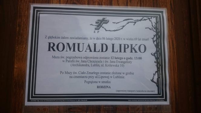 Pogrzeb Romualda Lipki odbędzie się 12 lutego 2020 roku w Lublinie [WIDEO]