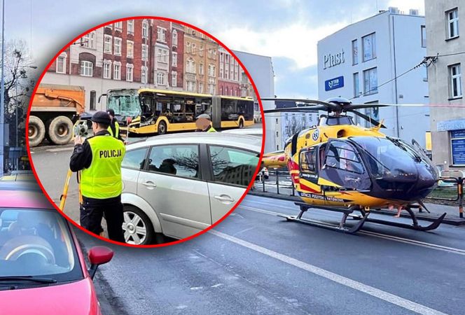 Gliwice. Autobus miejski huknął w ciągnik. Jest wielu rannych. Dwie osoby w ciężkim stanie [ZDJĘCIA].