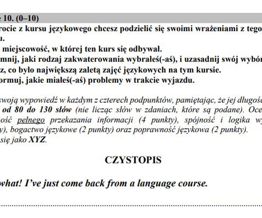E-maile i listy na maturze z języka angielskiego. Poziom podstawowy. Przykładowe zadania