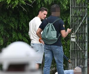 Filip Gurłacz na spacerze z żoną i synem. Nie zwalczył nałogu 