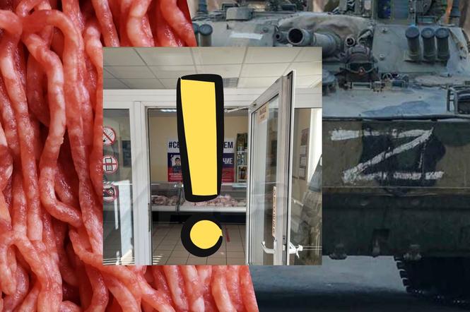 Plakat w rosyjskim sklepie mięsnym