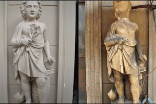 Merkury - rzeźba na kamienicy we Wrocławiu