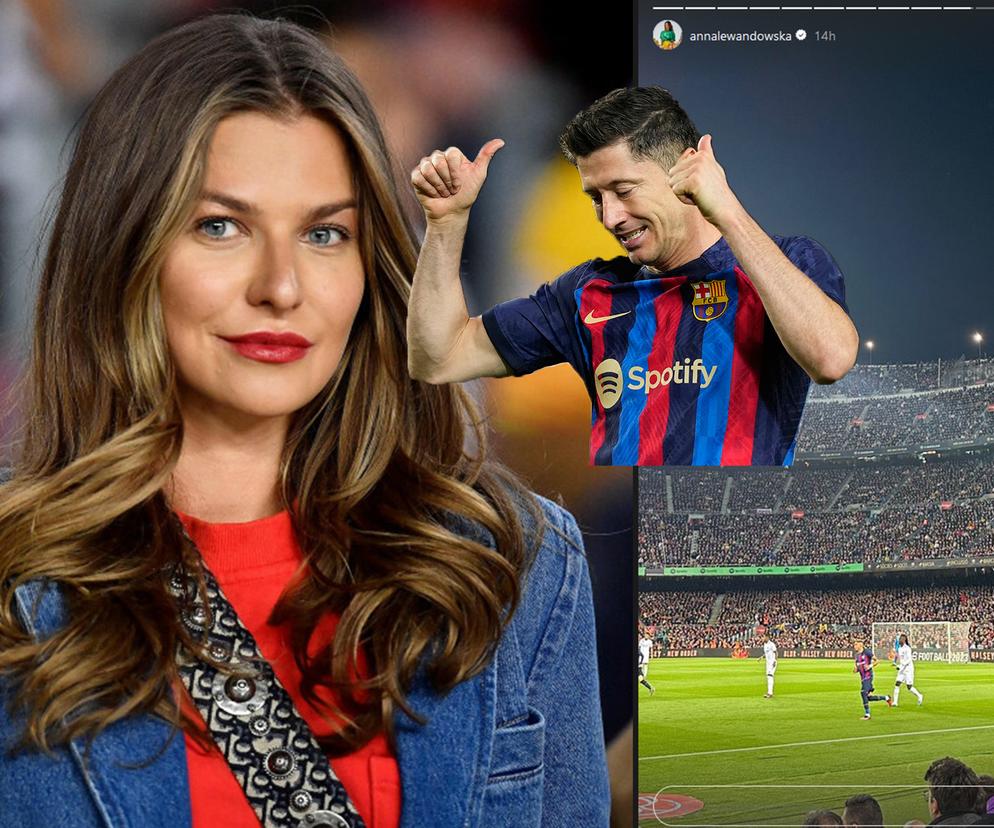 Ania Lewandowska na Camp Nou na meczu Barcelona - Real