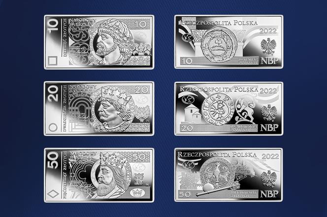 Zestaw srebrnych monet kolekcjonerskich NBP „Polskie banknoty obiegowe” 2