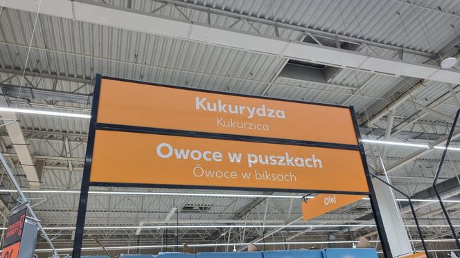 Dwujęzyczne nazwy w Kauflandzie w Katowicach
